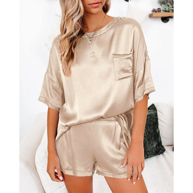 Pajama Set Short Sleeve Sleepwear Women Home Clothing